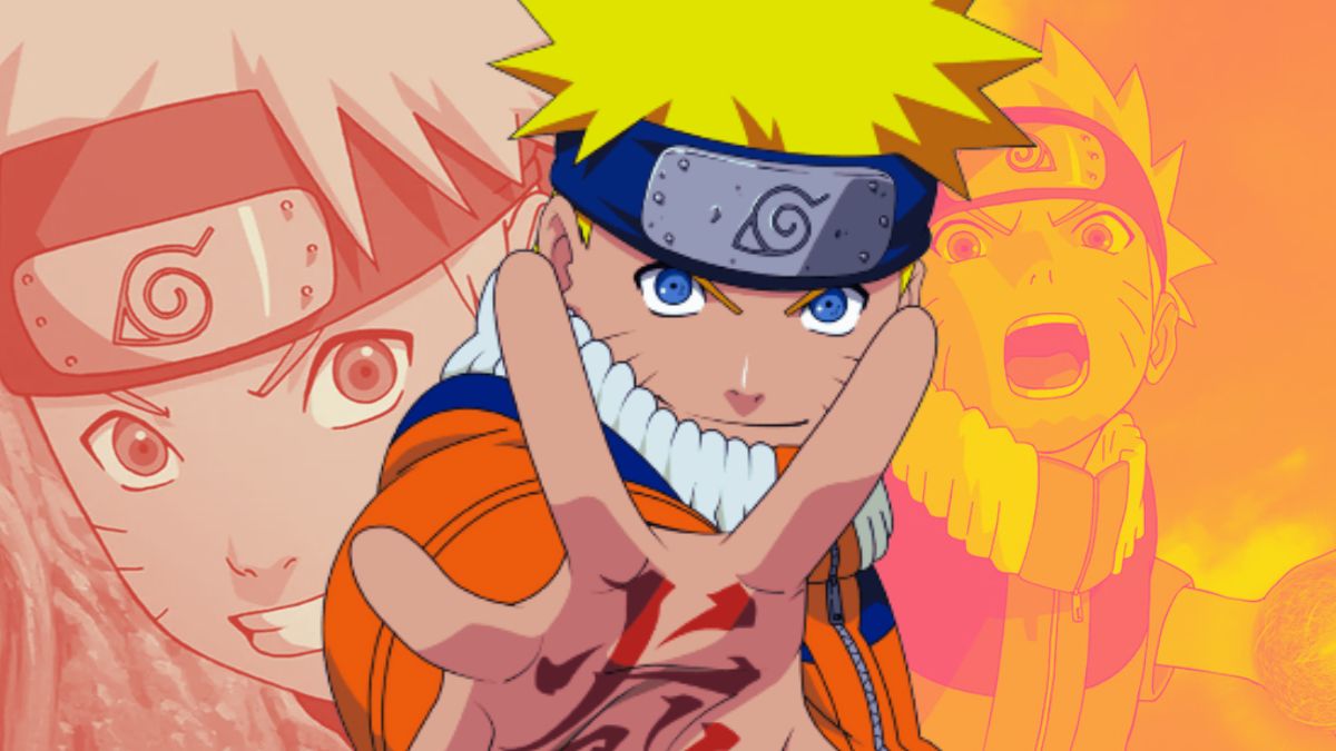 Collage-style image featuring Naruto Uzumaki from the original Naruto anime